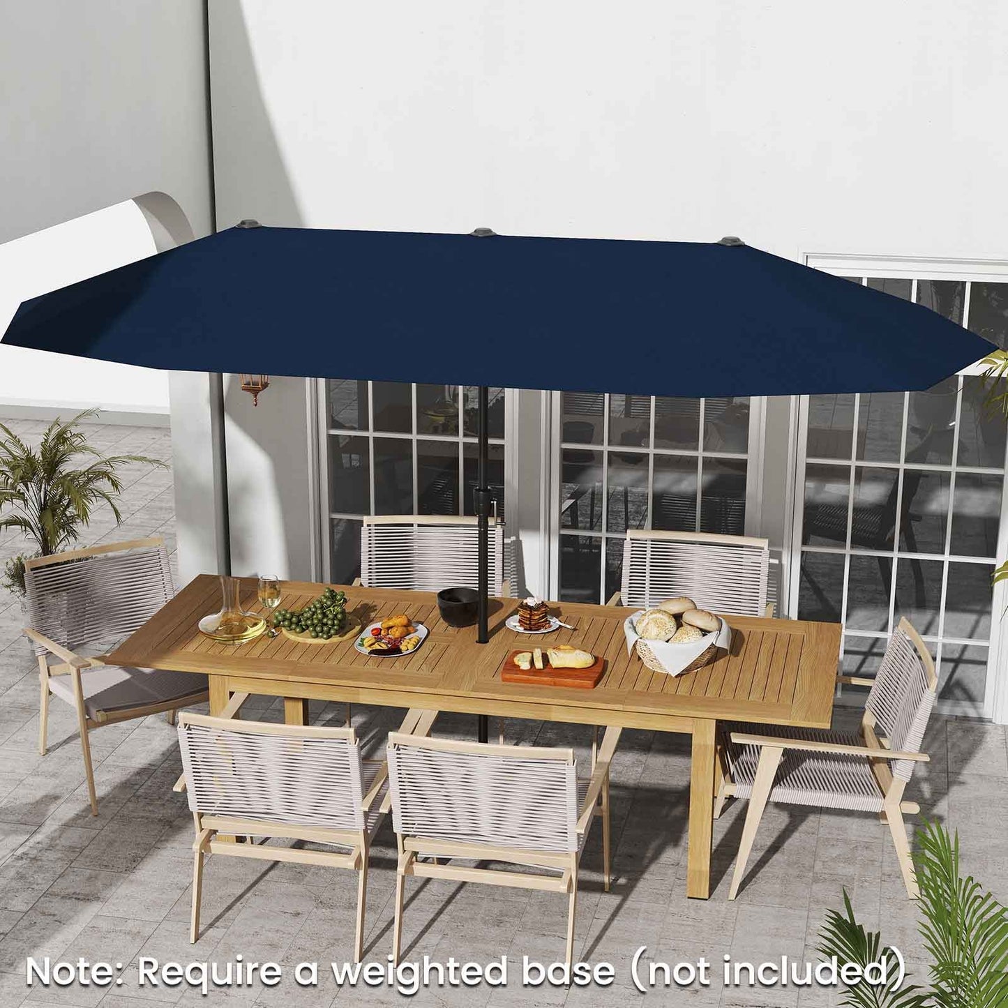 13 FT Large Patio Umbrella Outdoor Double-Sided Table Market Umbrella with Crank Handle, Navy Outdoor Umbrellas at Gallery Canada