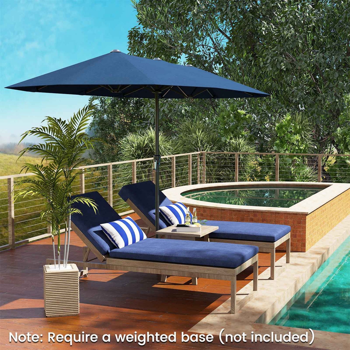 13 FT Large Patio Umbrella Outdoor Double-Sided Table Market Umbrella with Crank Handle, Navy Outdoor Umbrellas at Gallery Canada