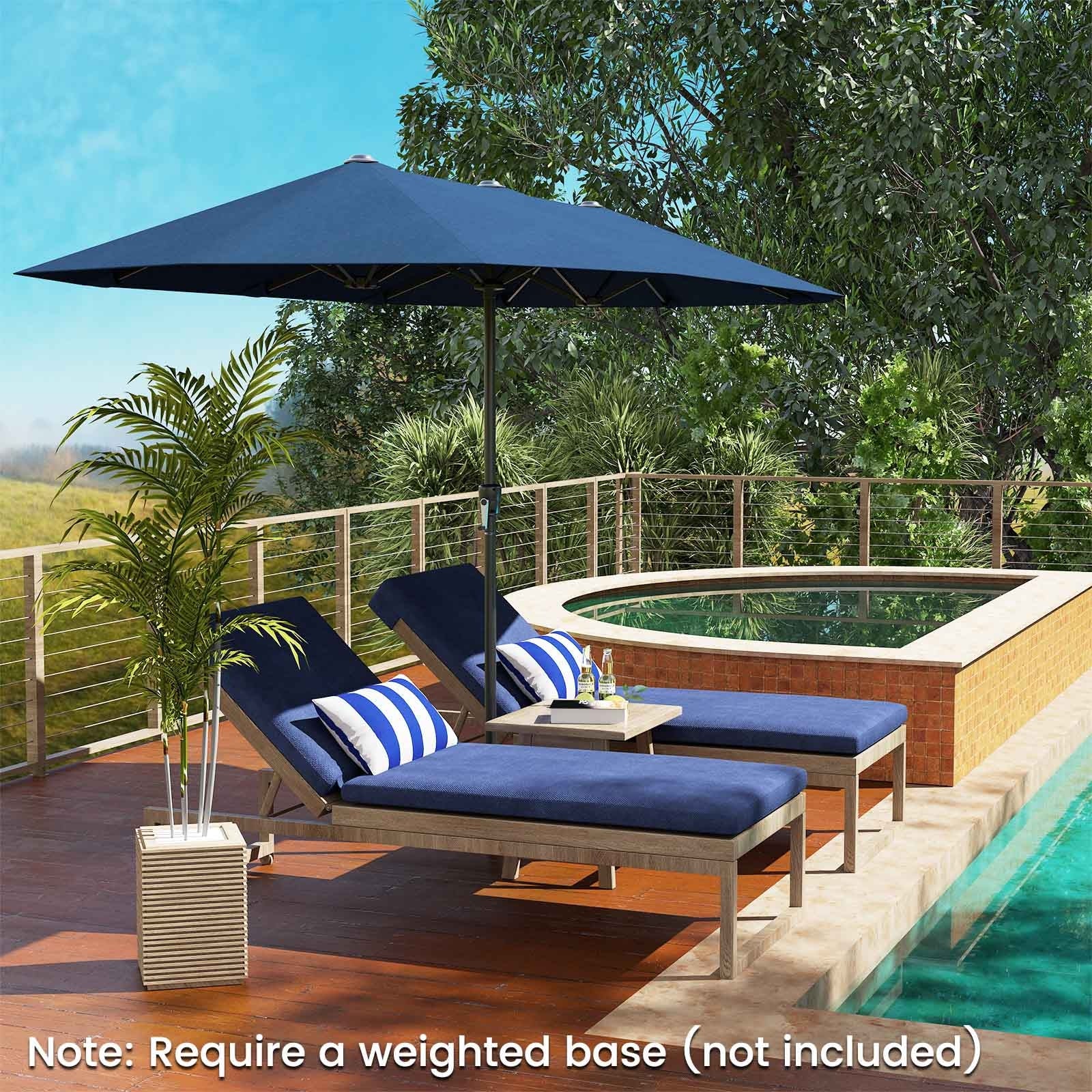 13 FT Large Patio Umbrella Outdoor Double-Sided Table Market Umbrella with Crank Handle, Navy Outdoor Umbrellas at Gallery Canada