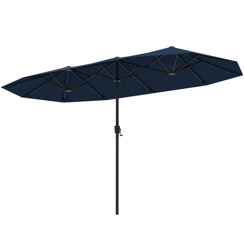 13 FT Large Patio Umbrella Outdoor Double-Sided Table Market Umbrella with Crank Handle, Navy