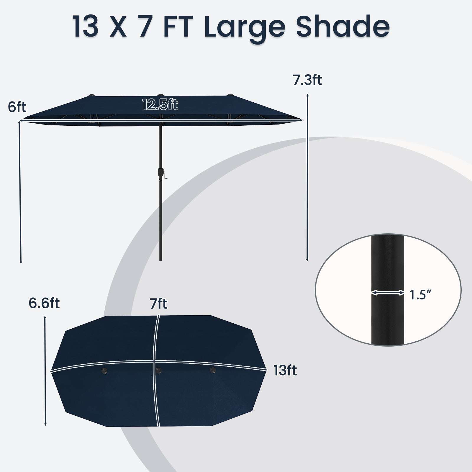 13 FT Large Patio Umbrella Outdoor Double-Sided Table Market Umbrella with Crank Handle, Navy Outdoor Umbrellas at Gallery Canada