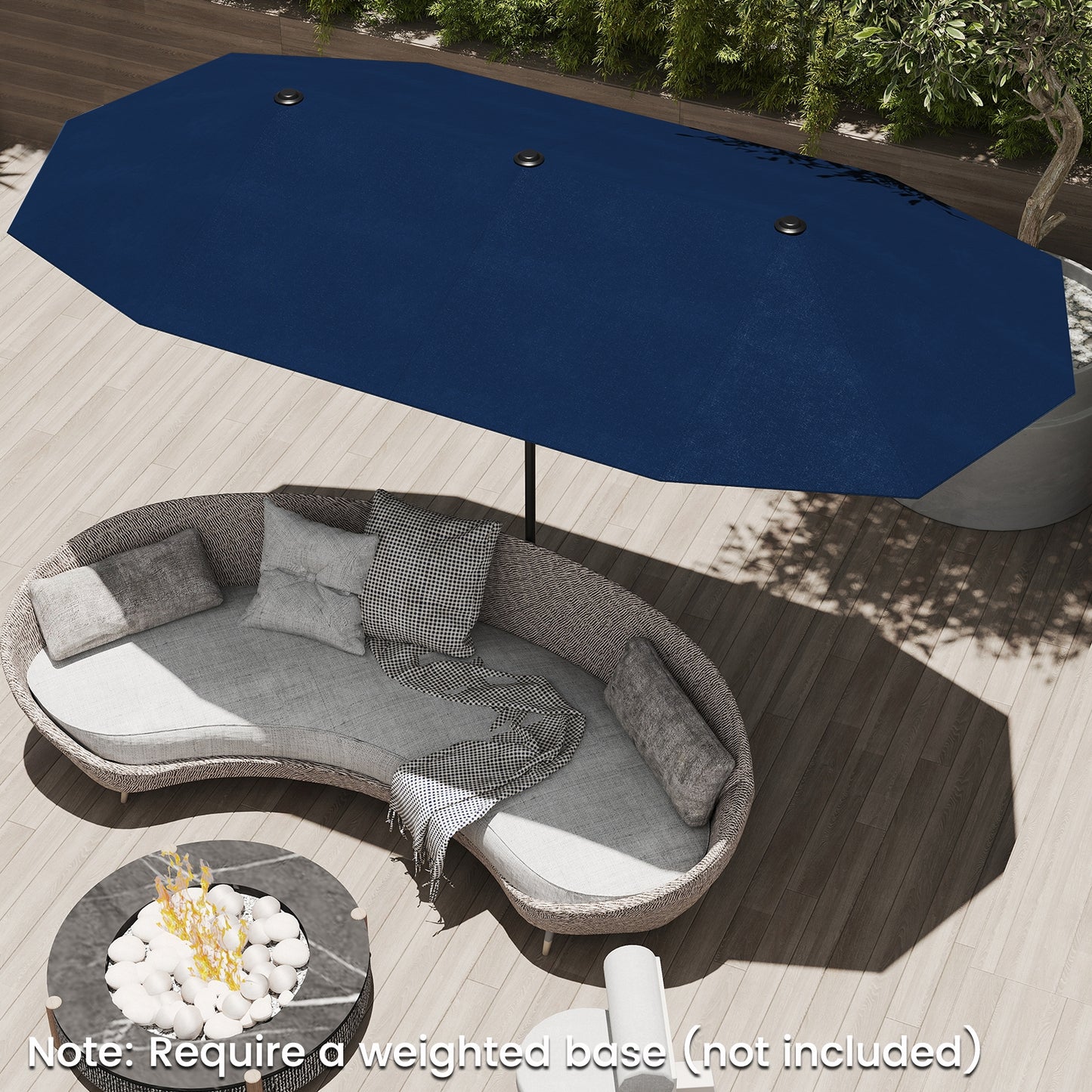 13 FT Large Patio Umbrella Outdoor Double-Sided Table Market Umbrella with Crank Handle, Navy Outdoor Umbrellas at Gallery Canada