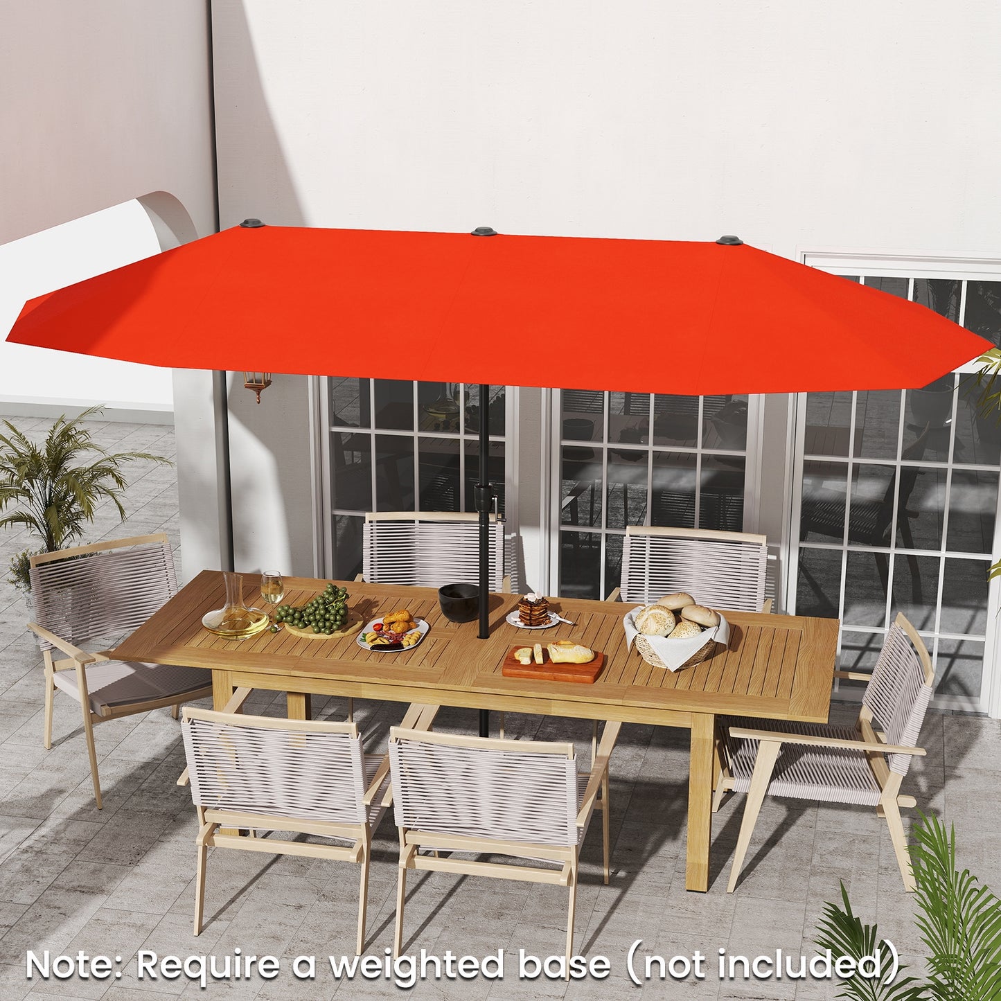 13 FT Large Patio Umbrella Outdoor Double-Sided Table Market Umbrella with Crank Handle, Orange Outdoor Umbrellas at Gallery Canada