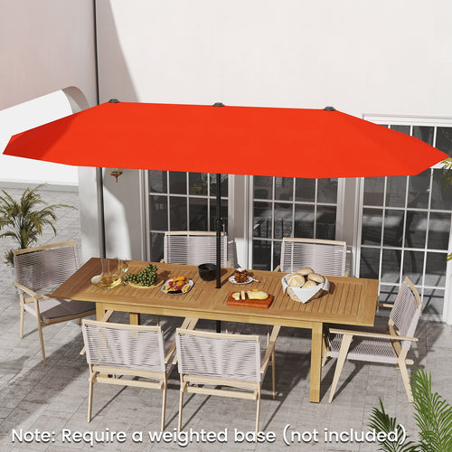 13 FT Large Patio Umbrella Outdoor Double-Sided Table Market Umbrella with Crank Handle, Orange