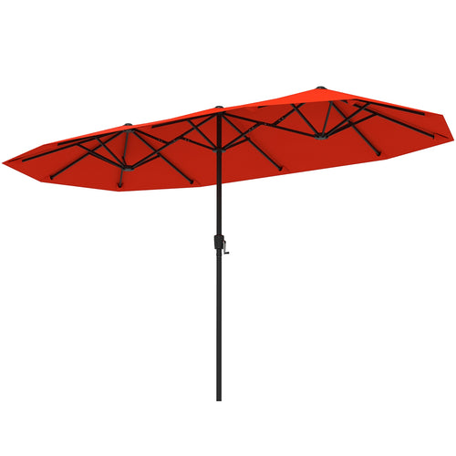 13 FT Large Patio Umbrella, Double-Sided, Crank Handle, Orange