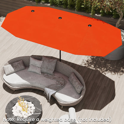 13 FT Large Patio Umbrella Outdoor Double-Sided Table Market Umbrella with Crank Handle, Orange Outdoor Umbrellas at Gallery Canada
