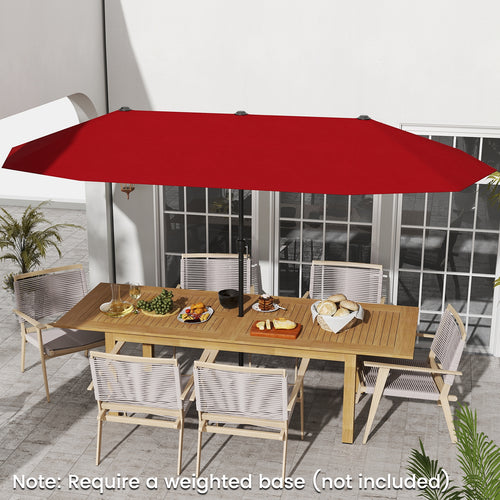 13 FT Large Patio Umbrella Outdoor Double-Sided Table Market Umbrella with Crank Handle, Red