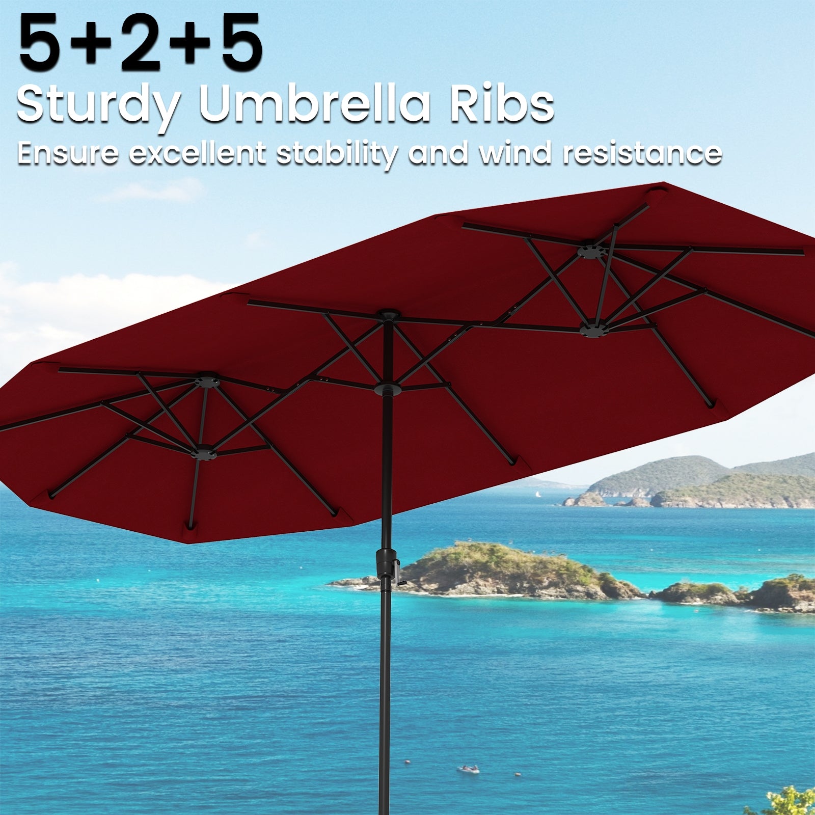 13 FT Large Patio Umbrella Outdoor Double-Sided Table Market Umbrella with Crank Handle, Red Outdoor Umbrellas at Gallery Canada