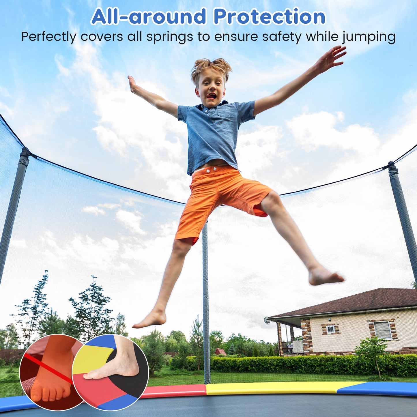 10 Feet Trampoline Pad Replacement Safety Pad with Fixing Straps (Multicolor), Multicolor Trampoline Accessories at Gallery Canada