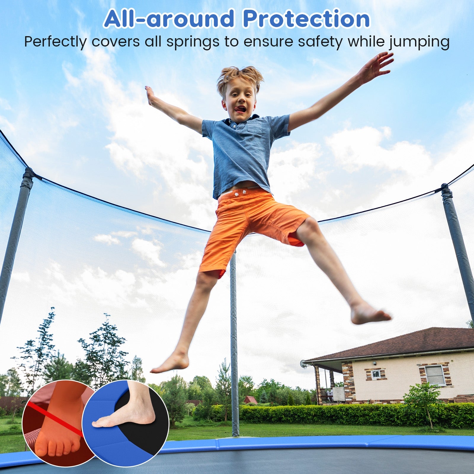 10 Feet Trampoline Pad Replacement Safety Pad with Fixing Straps (Blue), Blue Trampoline Accessories at Gallery Canada