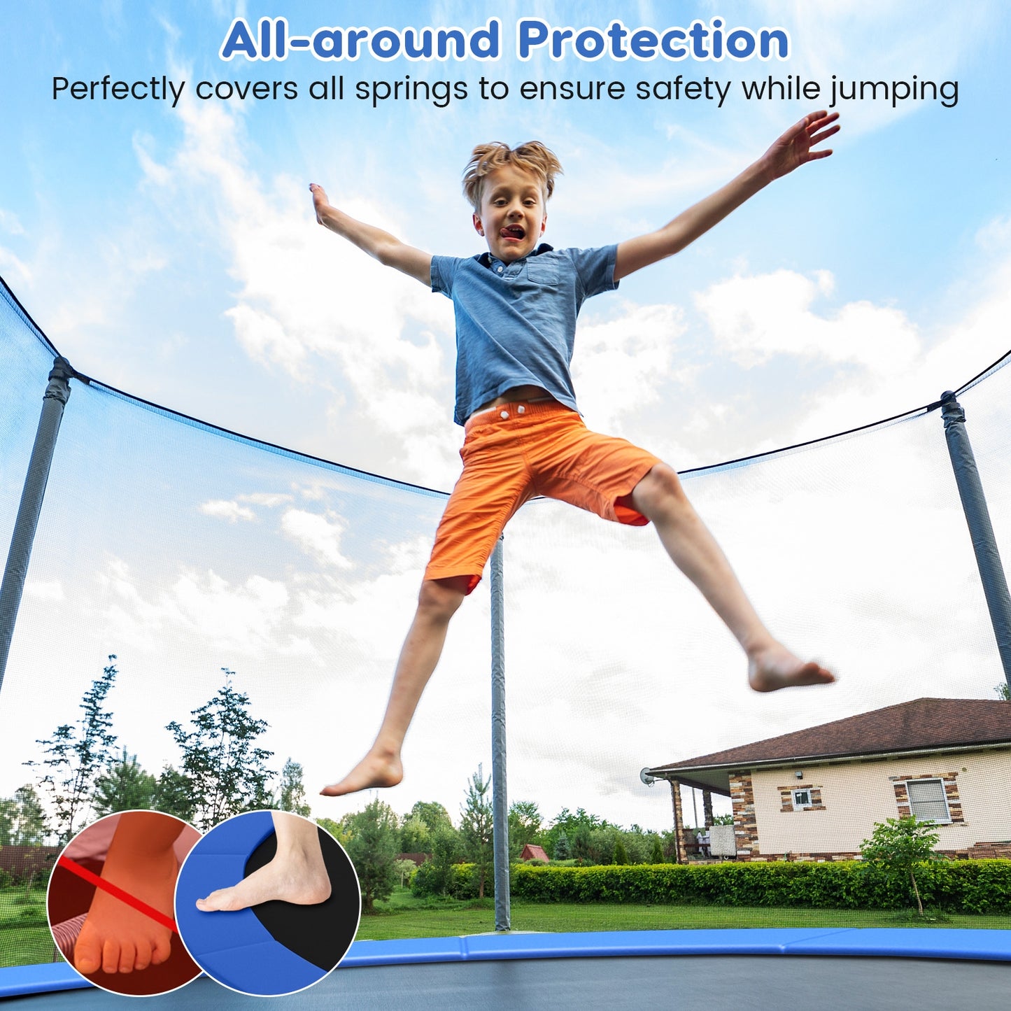10 Feet Trampoline Pad Replacement Safety Pad with Fixing Straps (Blue), Blue Trampoline Accessories at Gallery Canada