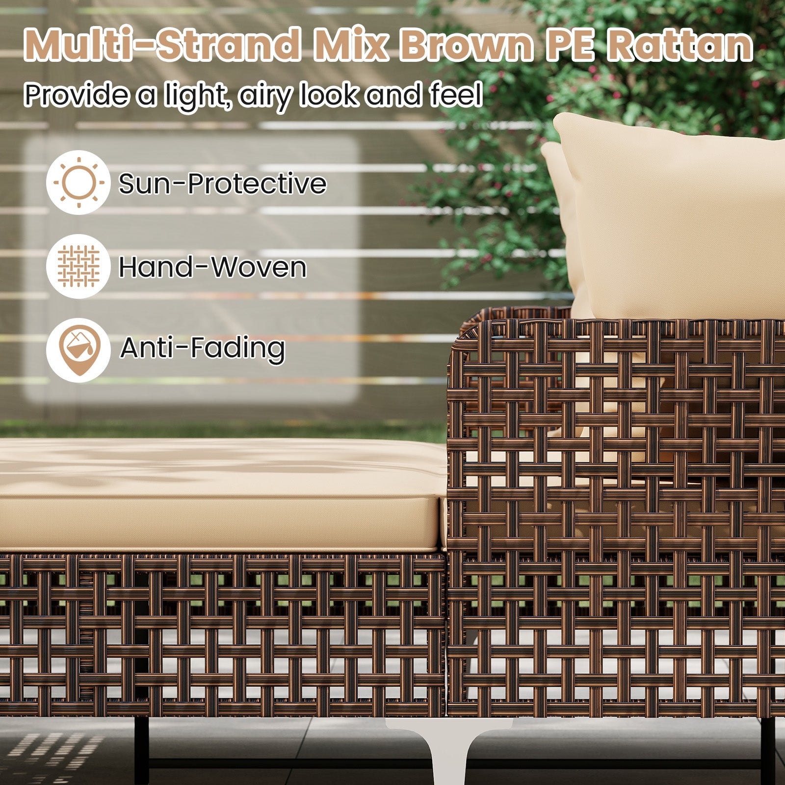 Outdoor Rattan Double Daybed Wicker Chaise Lounge, Brown Outdoor Chaise Lounges at Gallery Canada