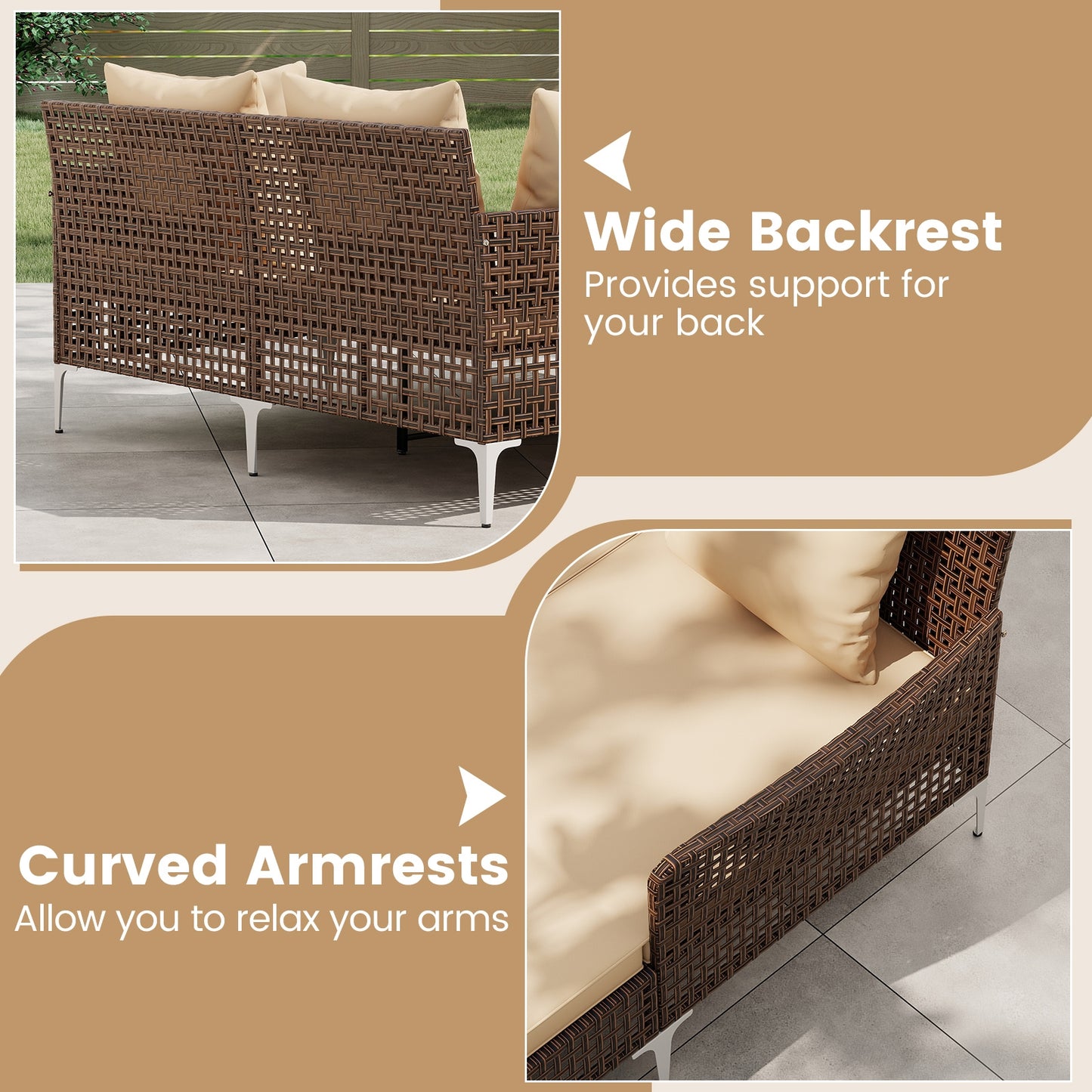 Outdoor Rattan Double Daybed Wicker Chaise Lounge, Brown Outdoor Chaise Lounges at Gallery Canada