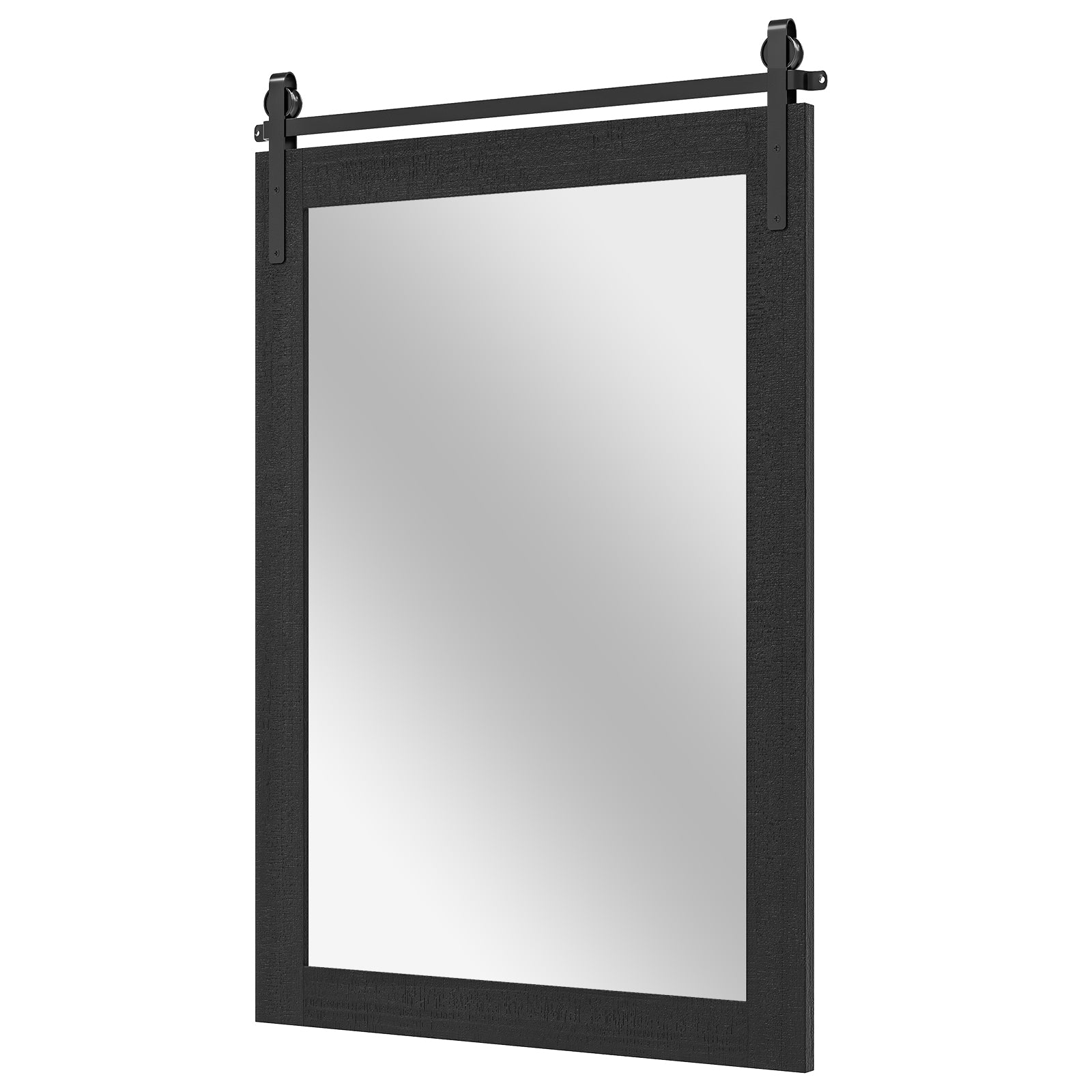Rustic Wood Frame Barn Door Style Farmhouse Wall Mirror, Black Wall Mirrors Black at Gallery Canada