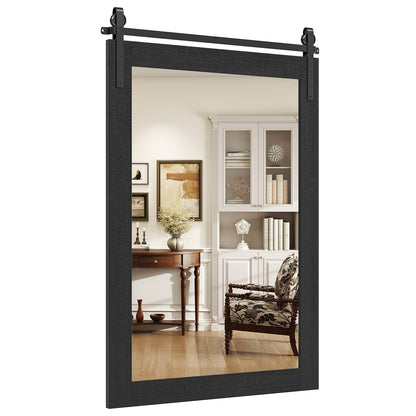 Rustic Wood Frame Barn Door Style Farmhouse Wall Mirror, Black Wall Mirrors at Gallery Canada