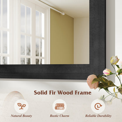 Rustic Wood Frame Barn Door Style Farmhouse Wall Mirror, Black Wall Mirrors at Gallery Canada