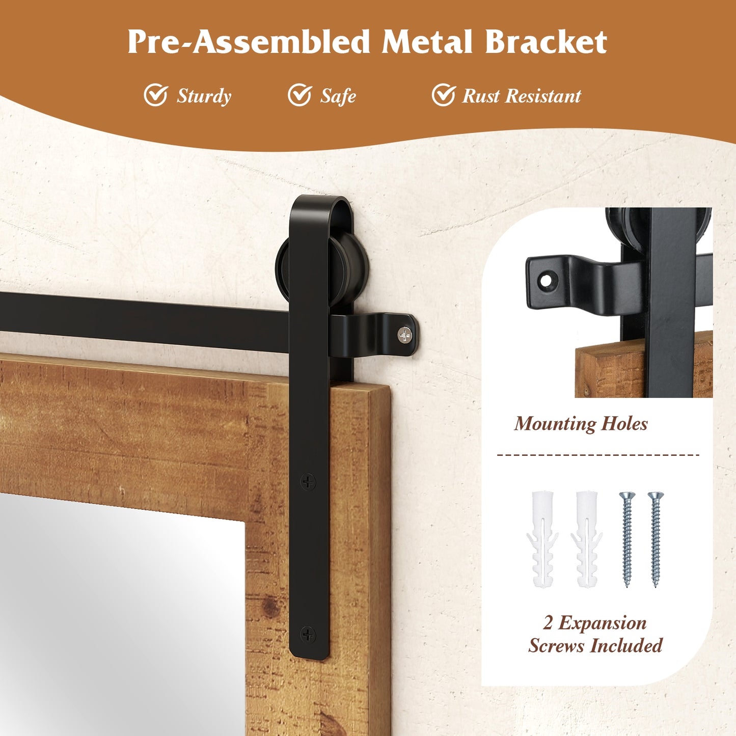 Rustic Wood Frame Barn Door Style Farmhouse Wall Mirror, Brown Wall Mirrors at Gallery Canada