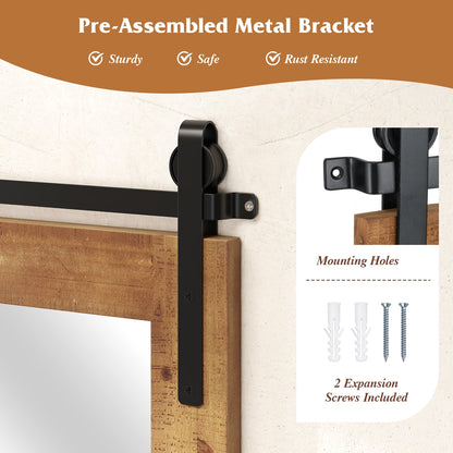 Rustic Wood Frame Barn Door Style Farmhouse Wall Mirror, Brown Wall Mirrors at Gallery Canada