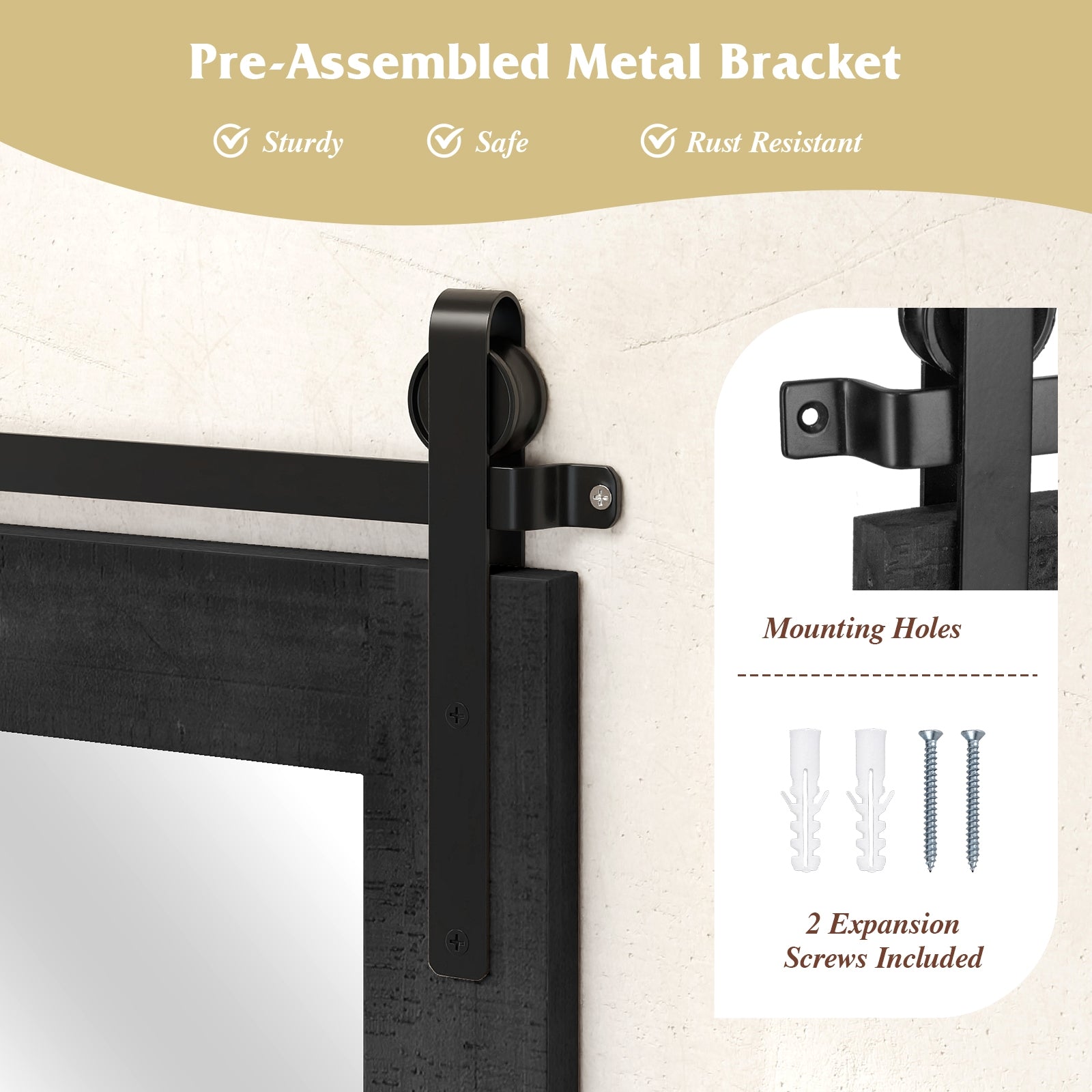 Rustic Wood Frame Barn Door Style Farmhouse Wall Mirror, Black Wall Mirrors at Gallery Canada