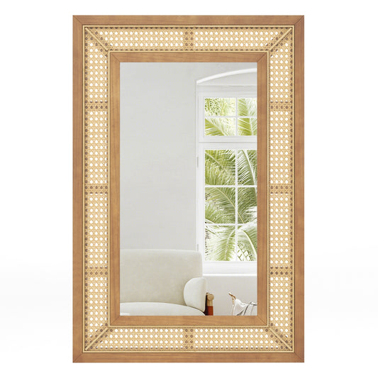 Rattan Decorative Wall Mirror, Wooden Frame, Natural Wall Mirrors Natural at Gallery Canada