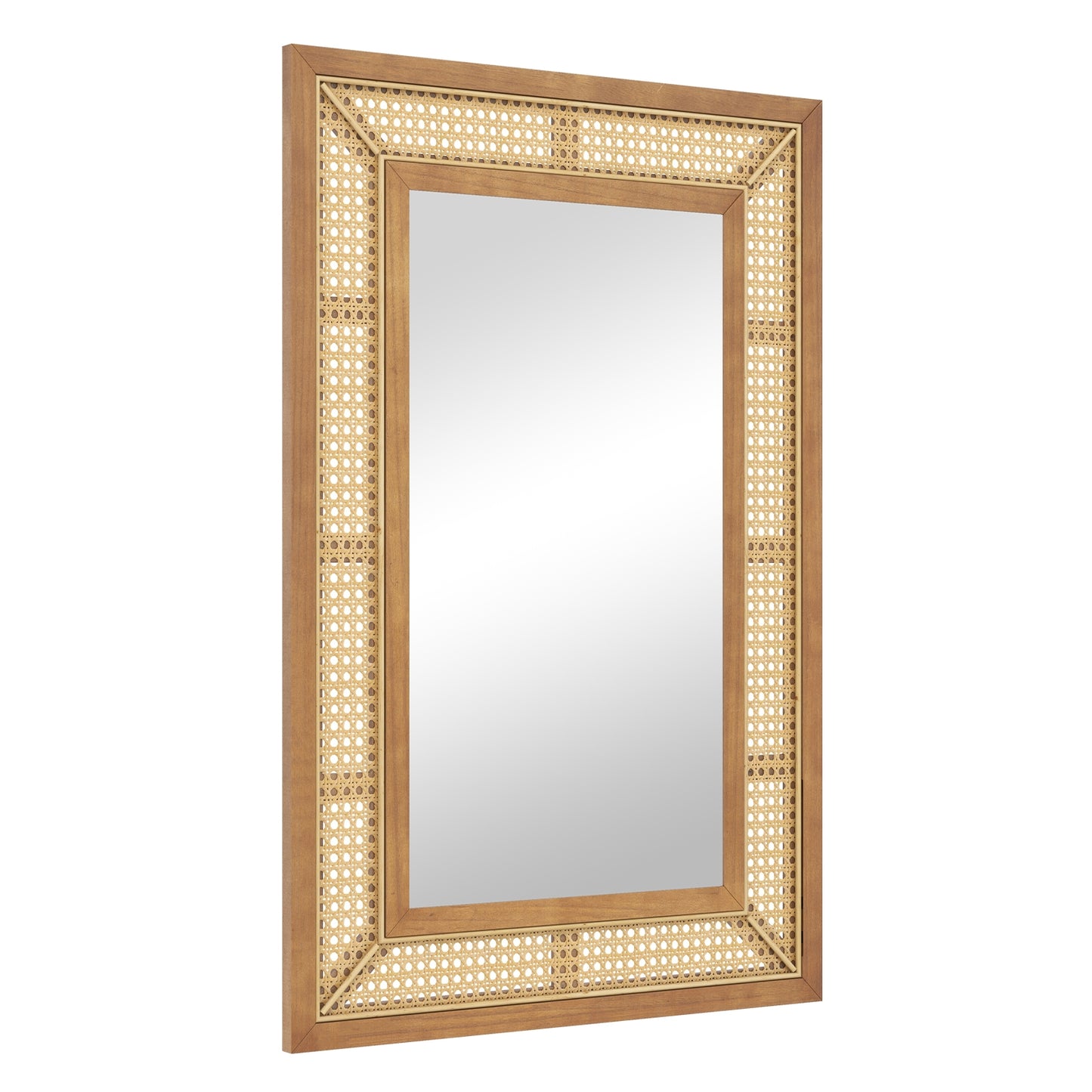 Rattan Decorative Wall Mirror with Wooden Frame for Bathroom and Living Room, Natural Wall Mirrors at Gallery Canada