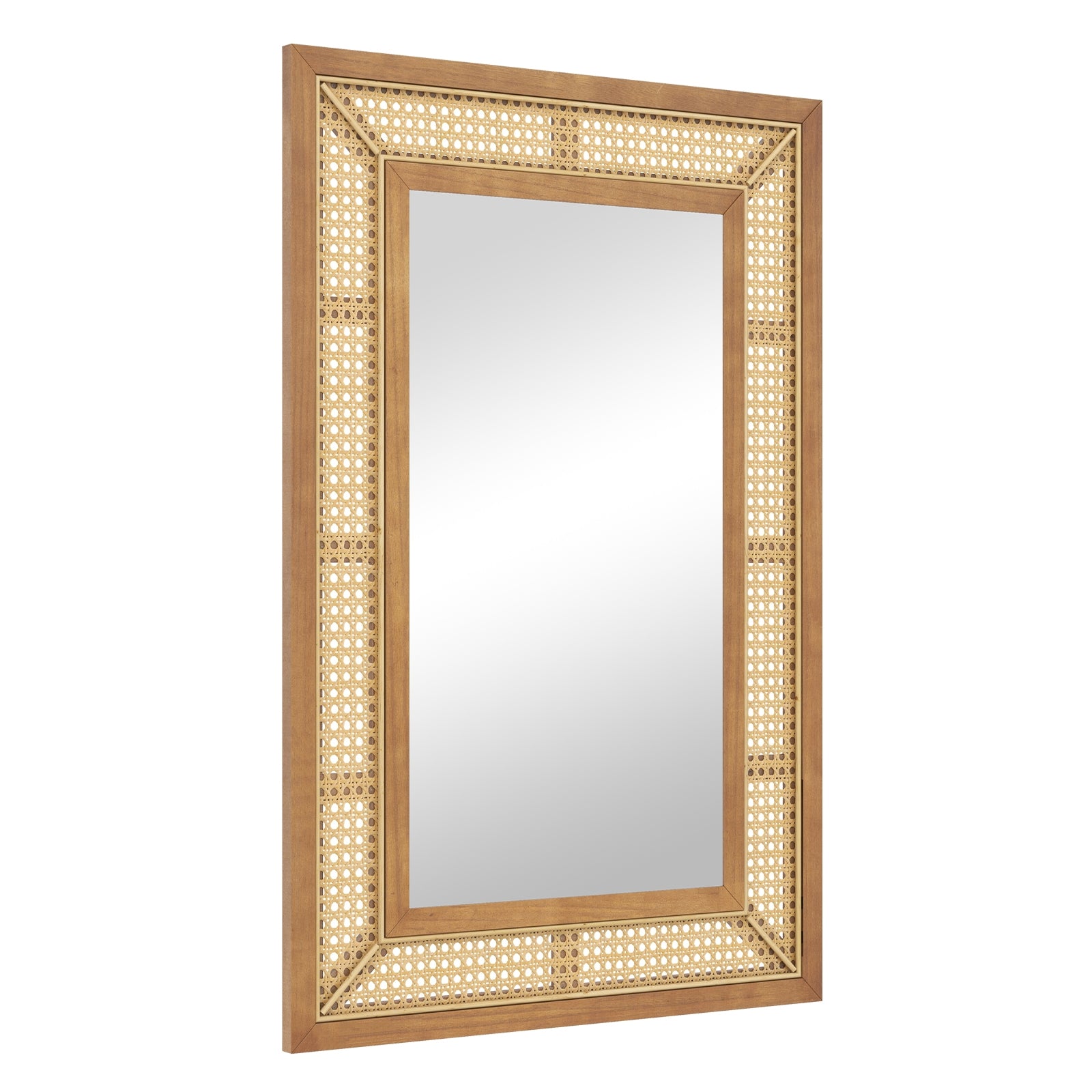 Rattan Decorative Wall Mirror with Wooden Frame for Bathroom and Living Room, Natural Wall Mirrors at Gallery Canada