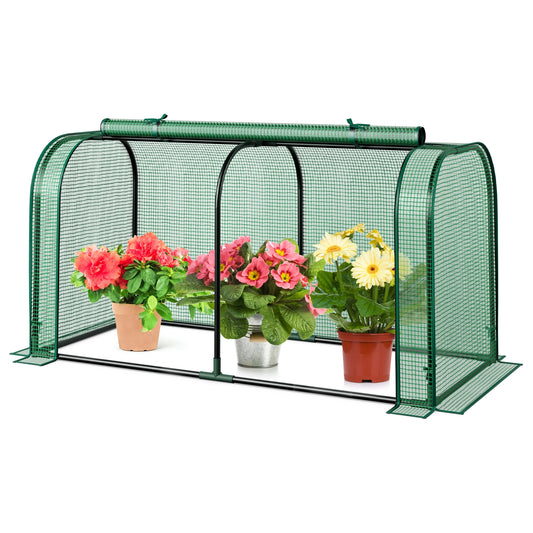 Mini Tunnel Greenhouse with Roll-up Zipper Door, Green Greenhouses Green at Gallery Canada