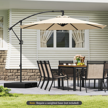 10 Feet Offset Hanging Umbrella with Base and Infinite Tilt, Beige Outdoor Umbrellas at Gallery Canada