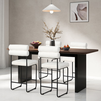 26 Inch Counter Height Bar Stools Set of 2 with Metal Frame and Footrest, White Bar Stools at Gallery Canada