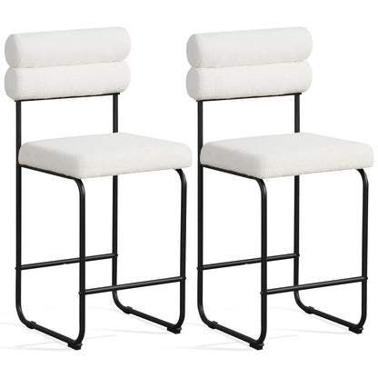 26 Inch Counter Height Bar Stools Set of 2 with Metal Frame and Footrest, White Bar Stools at Gallery Canada