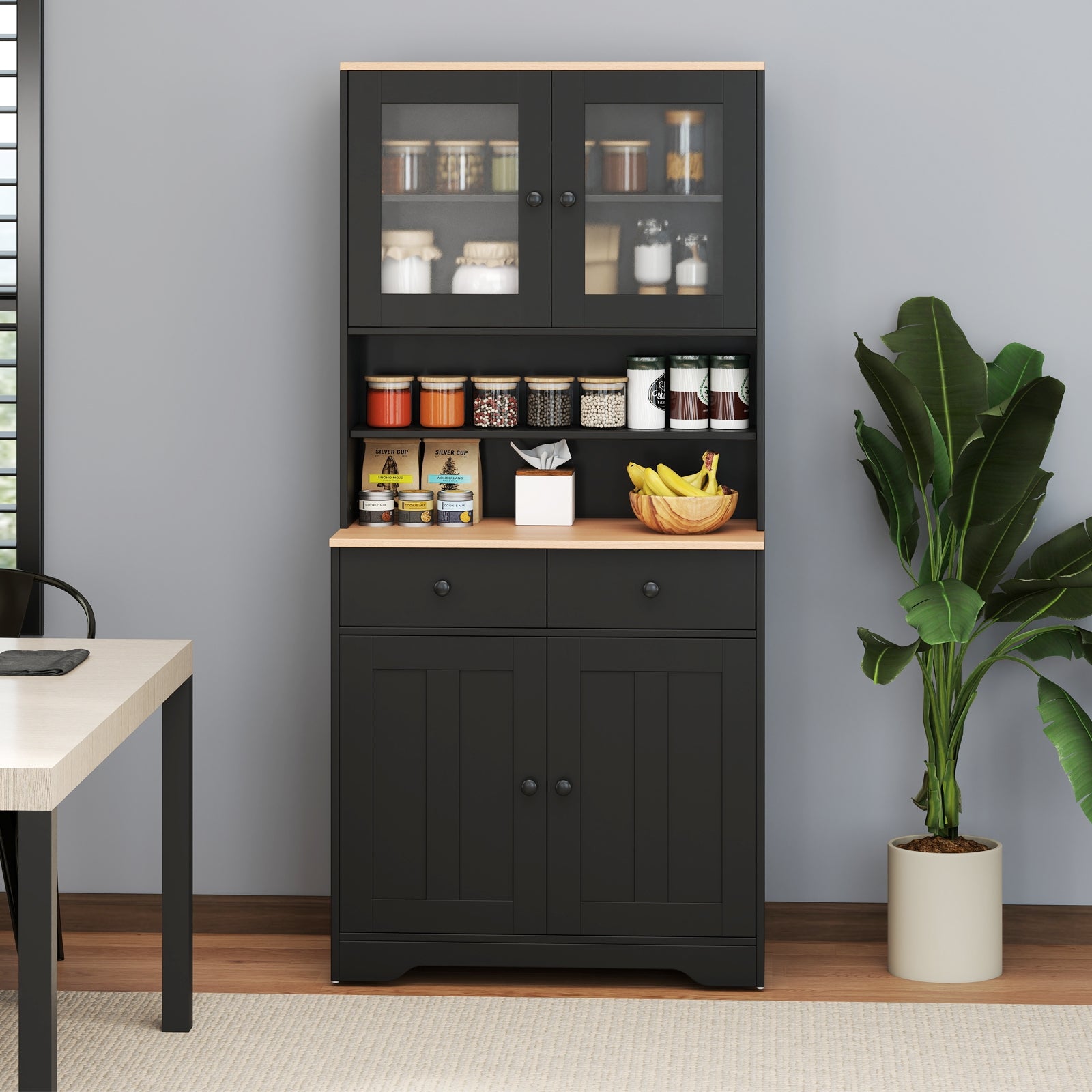 Pantry Cabinet with 2 Removable Shelves, Black Sideboards Cabinets & Buffets at Gallery Canada