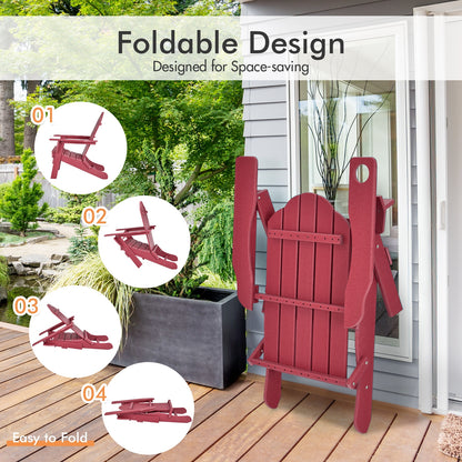 Foldable Weather Resistant Patio Chair with Built-in Cup Holder, Red Adirondack Chairs at Gallery Canada