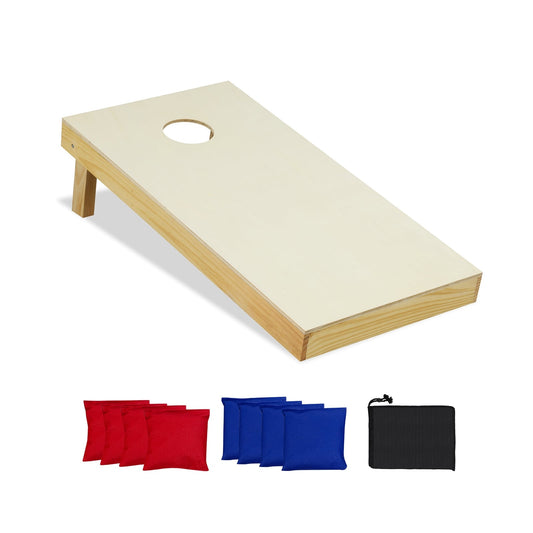 Solid Wood Cornhole Board Set, M, Includes 8 Bean Bags, Natural