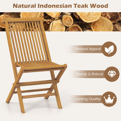 Teak Wood Outdoor Chairs Set Of 2, Slatted Seat And Backrest, Natural Patio Dining Chairs at Gallery Canada
