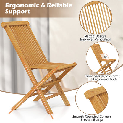 Teak Wood Outdoor Chairs Set Of 2, Slatted Seat And Backrest, Natural Patio Dining Chairs at Gallery Canada