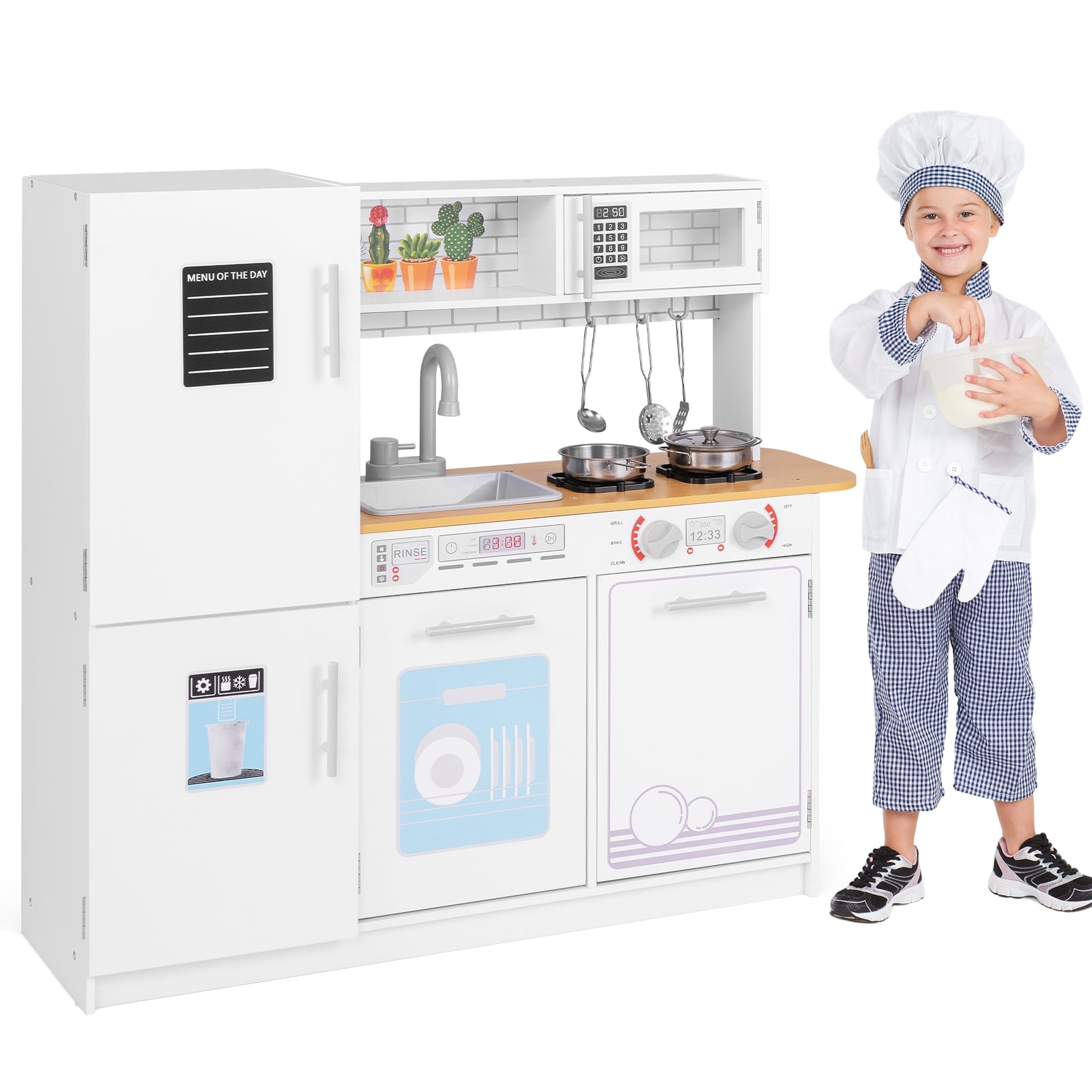 Toddler Pretend Play Kitchen Toy, White Play Kitchen Sets White at Gallery Canada