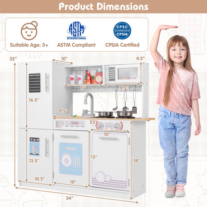 Toddler Pretend Play Kitchen Toy with Stove for 3+ Boys and Girls, White Play Kitchen Sets at Gallery Canada