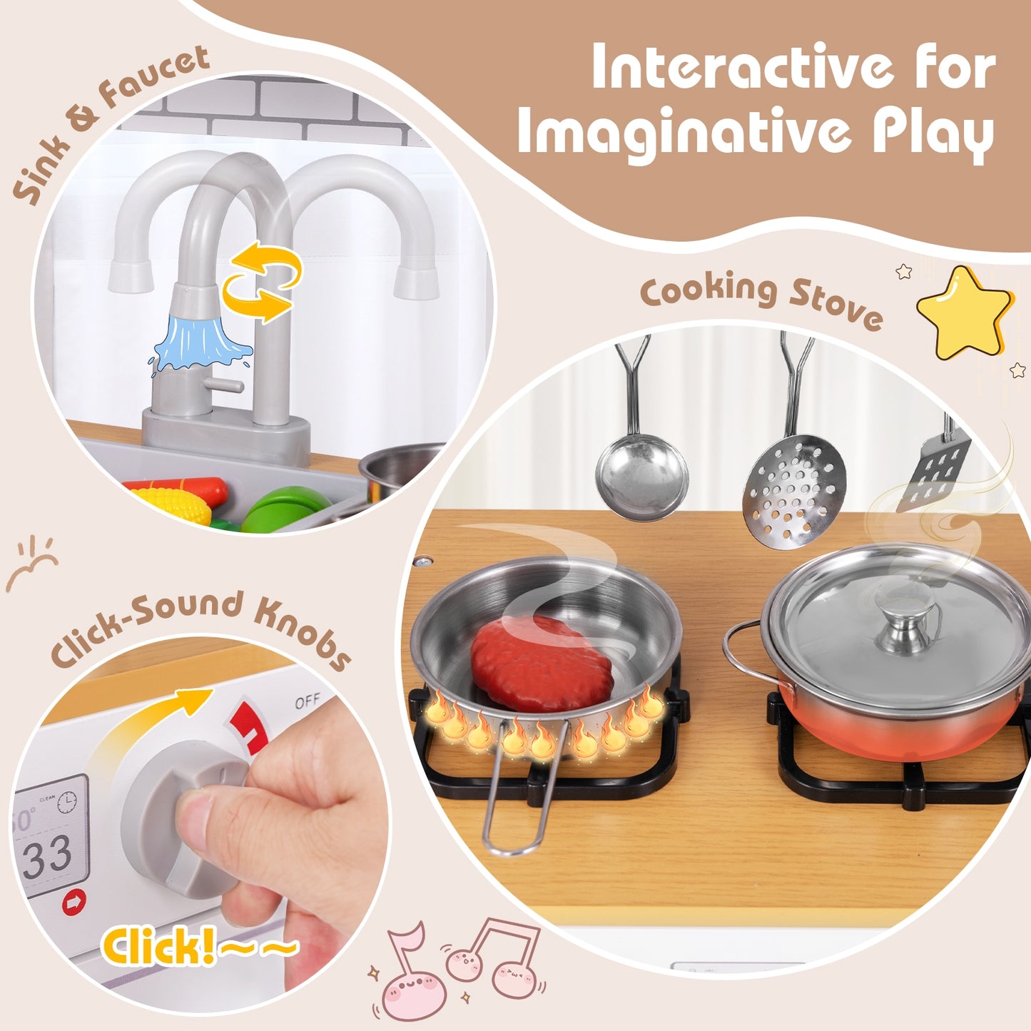 Toddler Pretend Play Kitchen Toy with Stove for 3+ Boys and Girls, White Play Kitchen Sets at Gallery Canada