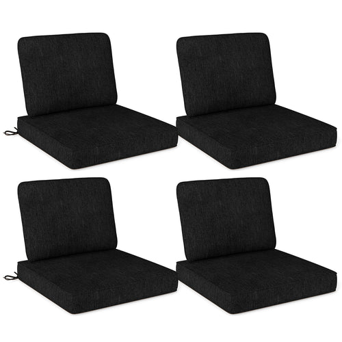 Set of 4 Outdoor Patio Cushion Set with Removable Covers, Black