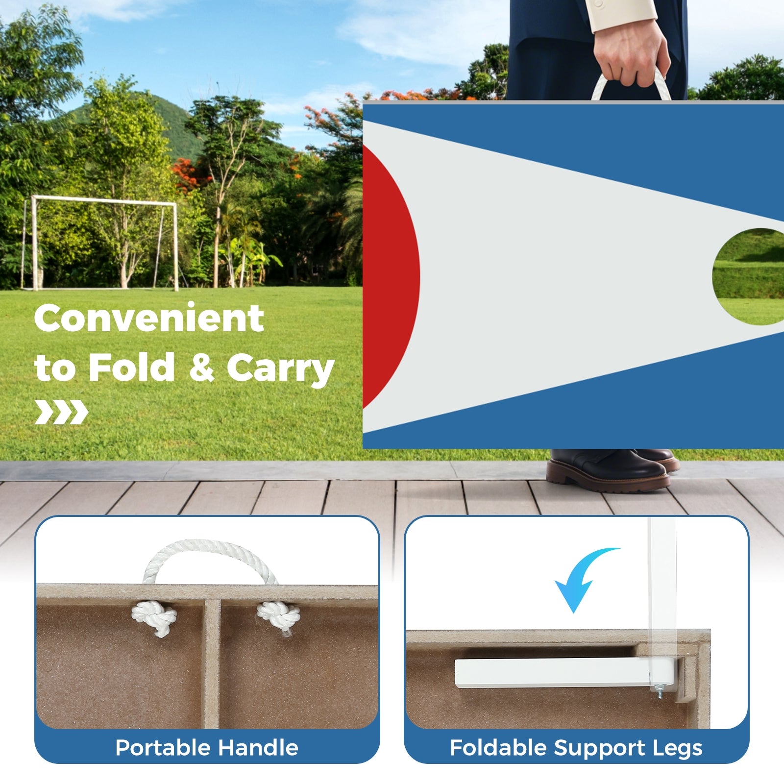 3 x 2FT Cornhole Board Set Portable Cornhole Board with Foldable Legs and Side Handle, Blue Game Room at Gallery Canada