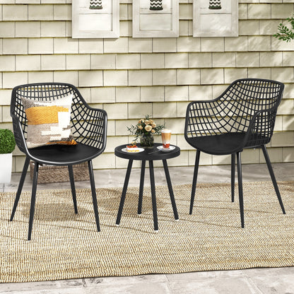 3 Piece Patio Chair Set with PP Seat and Tabletop for Porch, Black Patio Conversation Sets at Gallery Canada