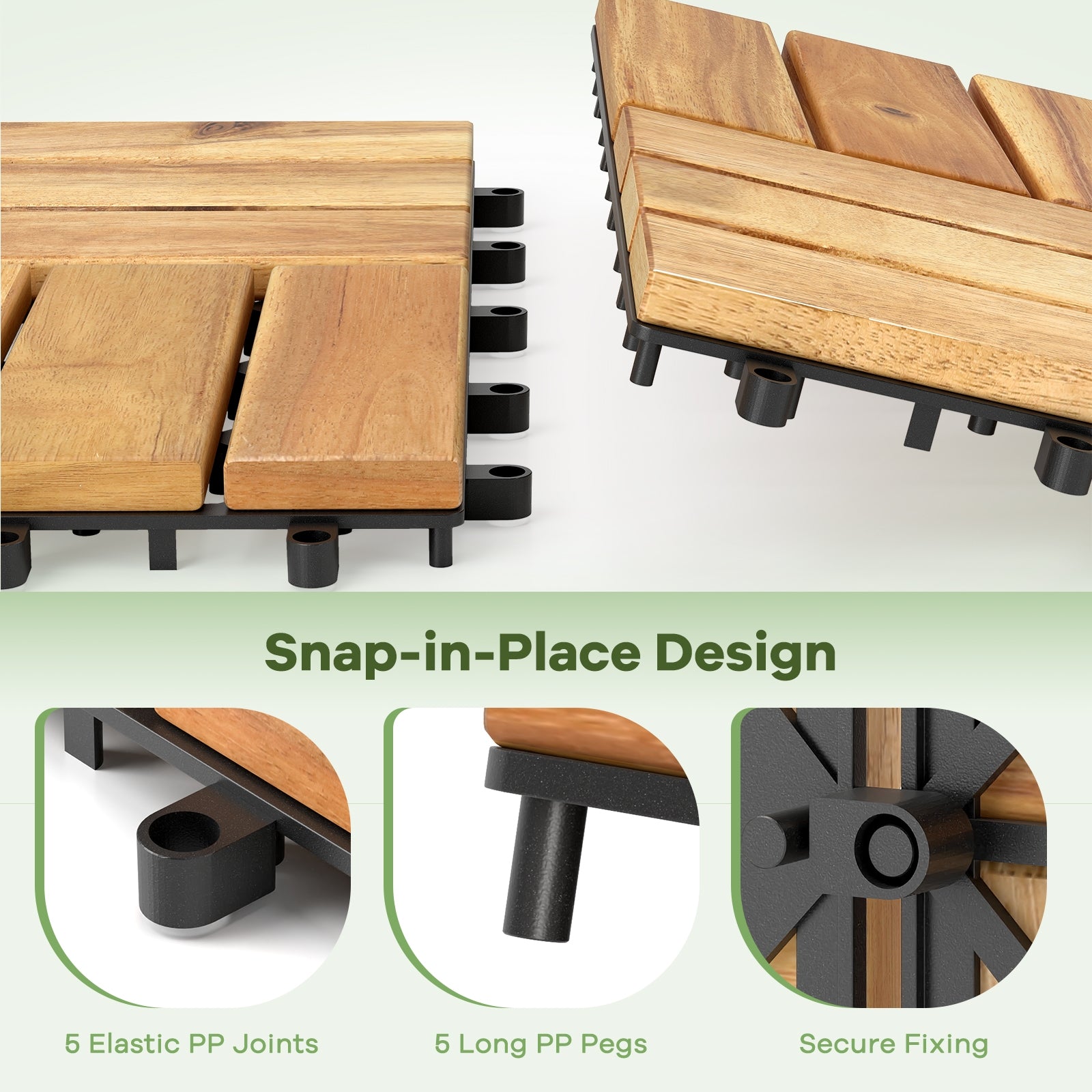 Pack of 30 Acacia Wood Interlocking Deck Tiles, Brown Decorative Fencing & Flooring at Gallery Canada