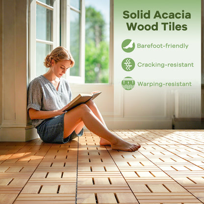 Pack of 30 Acacia Wood Interlocking Deck Tiles, Brown Decorative Fencing & Flooring at Gallery Canada
