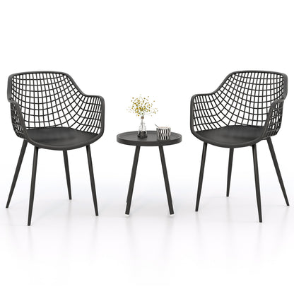 3 Piece Patio Chair Set with PP Seat and Tabletop for Porch, Black Patio Conversation Sets Black at Gallery Canada