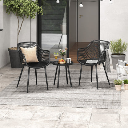 3 Piece Patio Chair Set with PP Seat and Tabletop for Porch, Black Patio Conversation Sets at Gallery Canada