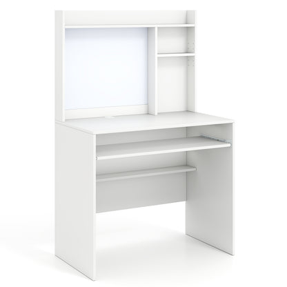 Compact Office Desk With Hutch Magnetic Whiteboard, White Computer Desks White at Gallery Canada