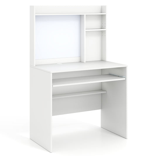 Compact Office Desk With Hutch Magnetic Whiteboard, White Computer Desks White at Gallery Canada