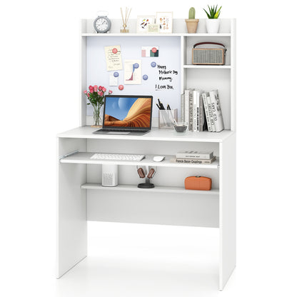 Compact Office Desk With Hutch Magnetic Whiteboard, White Computer Desks at Gallery Canada