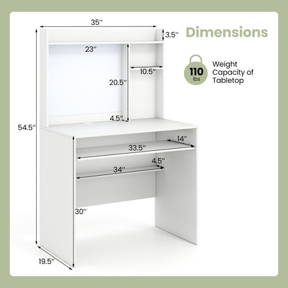Compact Office Desk With Hutch Magnetic Whiteboard, White Computer Desks at Gallery Canada