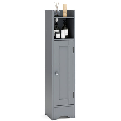 Slim Bathroom Cabinet Corner with 1 Door and Adjustable Shelves, Gray Floor Cabinets at Gallery Canada